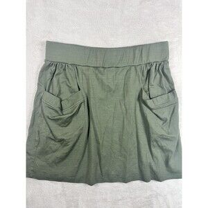 Ibex Womens Wool Skirt Sz Medium Solid Green Pockets Pull On Activewear Winter